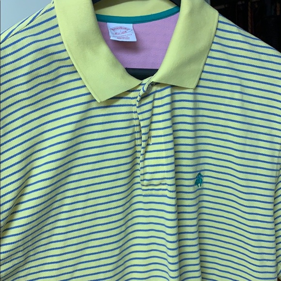 Yellow w blue stripe large Brooks Brothers shirt - Picture 3 of 5